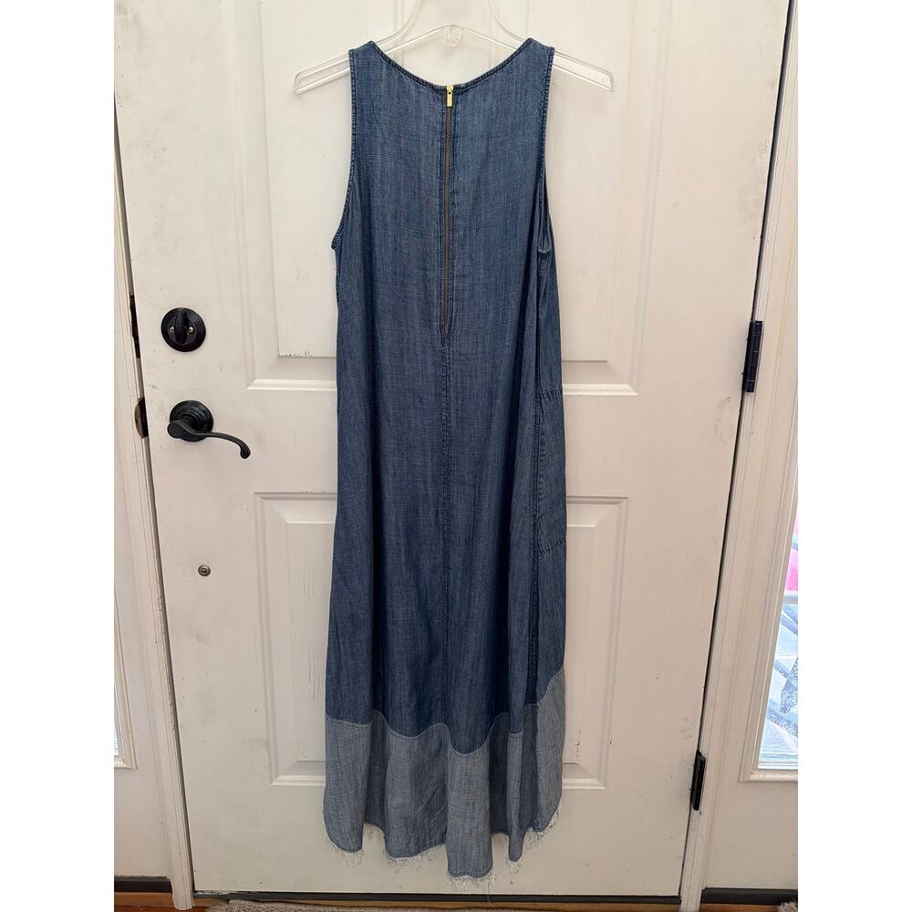 Nanette Lepore Denim Chambray Hi Low Maxi Dress Women's Size 6 Asymmetrical Hem - Picture 4 of 10